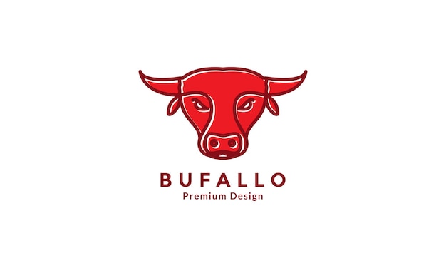 Ilustración de símbolo de icono de vector de diseño de logotipo de cabeza de búfalo rojo moderno