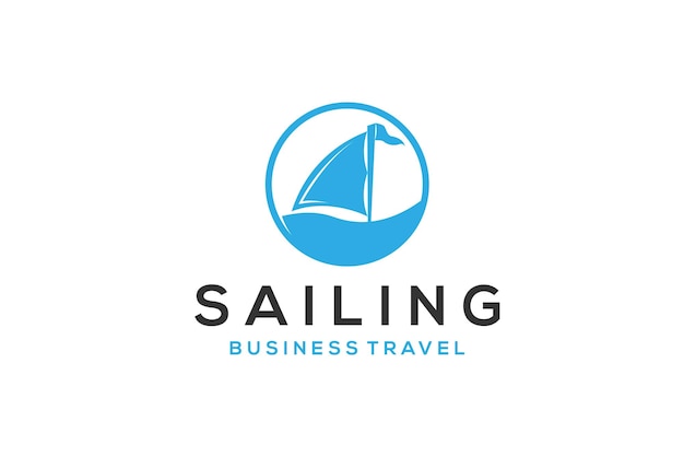 Ilustración de símbolo de icono de yate marino de diseño de logotipo de barco de velero