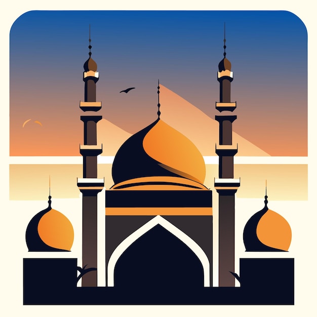 Vector ilustración del símbolo islámico tranquilo de la silueta de la mezquita vectorial