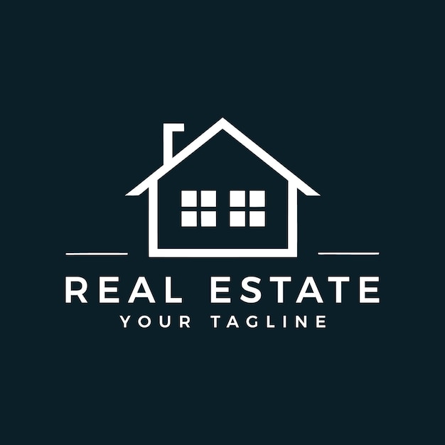 Ilustración del símbolo del logotipo de la empresa de venta de casas de la agencia inmobiliaria minimalista