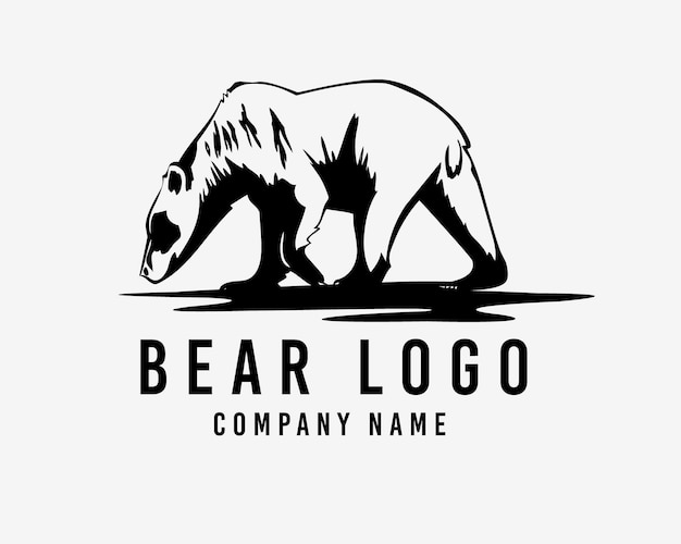 Ilustración de símbolo de logotipo de paseo de oso Vector Premium