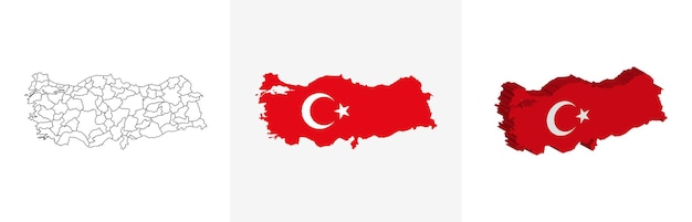 Ilustración del símbolo del mapa de la bandera de Turquía