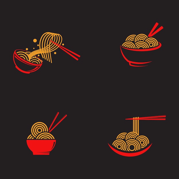 Ilustración de símbolo de signo de comida de fideos