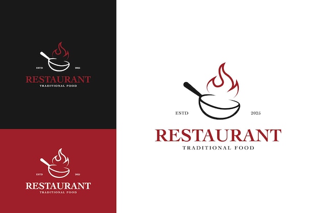 Ilustración del símbolo vectorial de la plantilla de diseño del logotipo de Wok fire