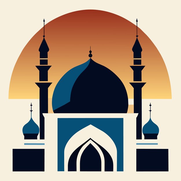 Ilustración de los símbolos espirituales islámicos del vector de la silueta de la mezquita