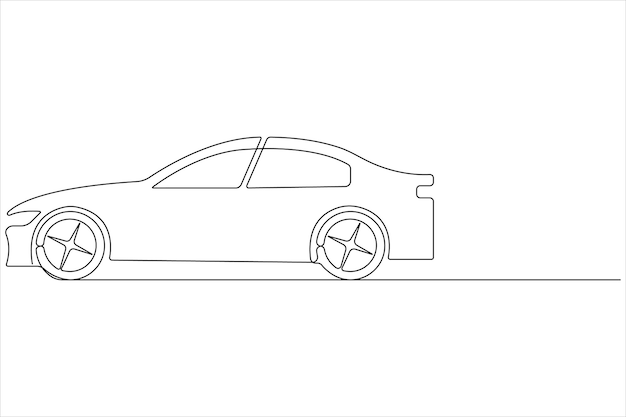 Vector ilustración simple de arte de línea única continua del vector de automóviles