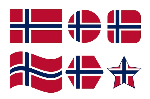 Ilustración simple de la bandera de Noruega para el día de la independencia o las elecciones. Icono simple para web