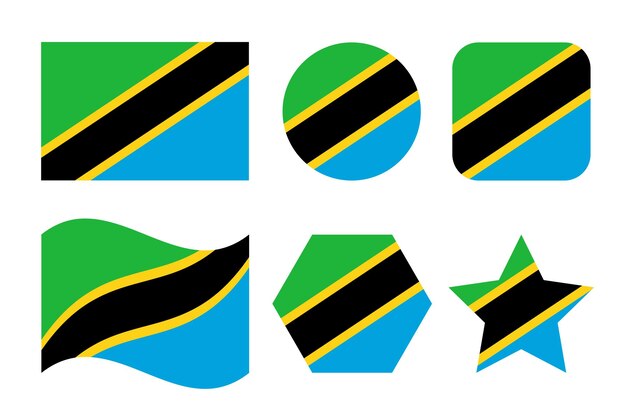 Ilustración simple de la bandera de Tanzania para el día de la independencia o las elecciones. Icono simple para web