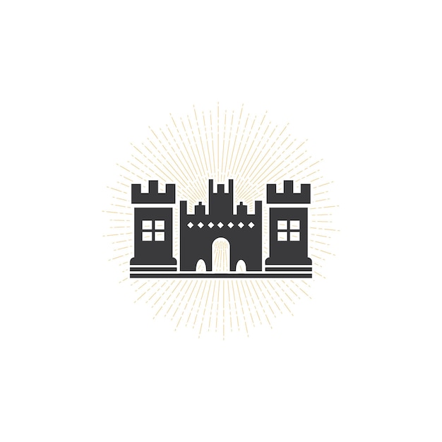 Vector ilustración simple castillo palacio icono diseño de logotipo editable