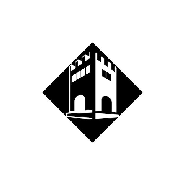Ilustración simple castillo Palacio icono diseño de logotipo editable
