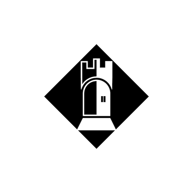 Ilustración simple castillo Palacio icono diseño de logotipo editable