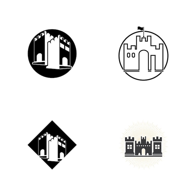 Ilustración simple castillo Palacio icono diseño de logotipo editable