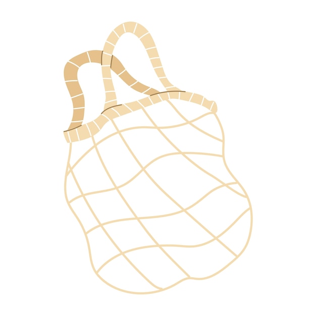 Una ilustración simple de un concepto de bolsa de red de compras ecológica reutilizable de cero residuos