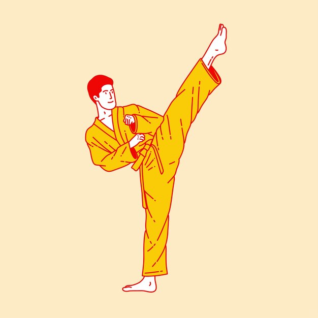 Ilustración simple de dibujos animados de las artes marciales de karate 1