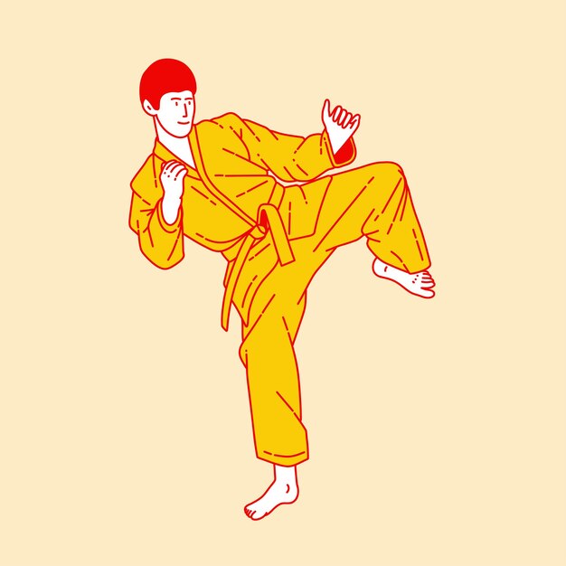 Ilustración simple de dibujos animados de las artes marciales del karate 3