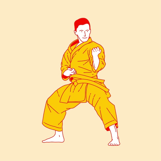 Ilustración simple de dibujos animados de las artes marciales del karate 5