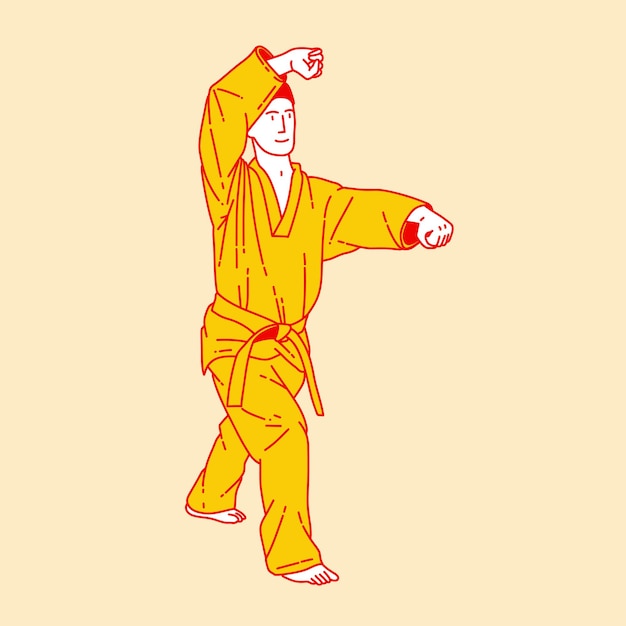 Ilustración simple de dibujos animados de las artes marciales del karate 6