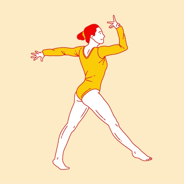 Vector ilustración simple de dibujos animados de gimnasia femenina 6