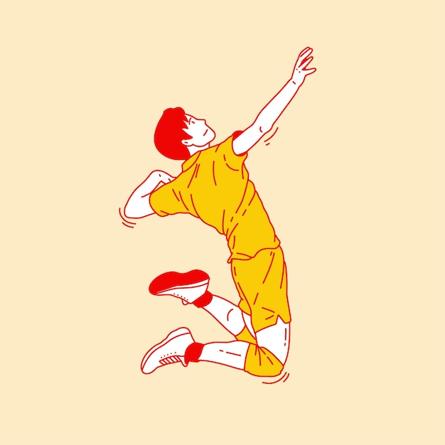 Ilustración simple de dibujos animados de hombres de voleibol 5