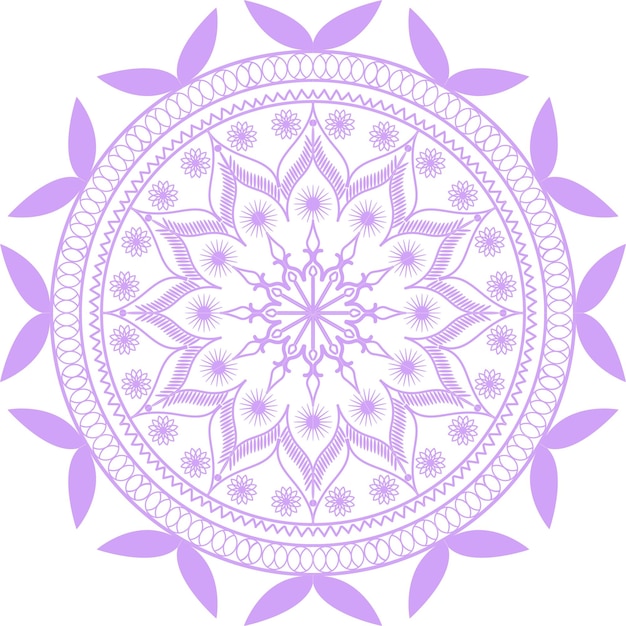 ilustración de un simple diseño artístico de mandala circular floral en rosa claro sobre un fondo blanco