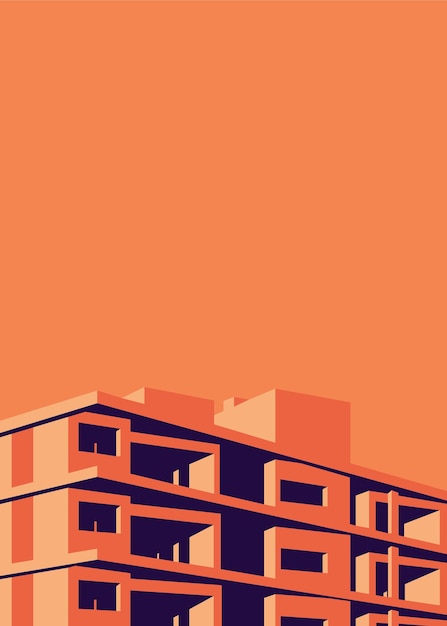 Vector ilustración simple de un edificio de apartamentos