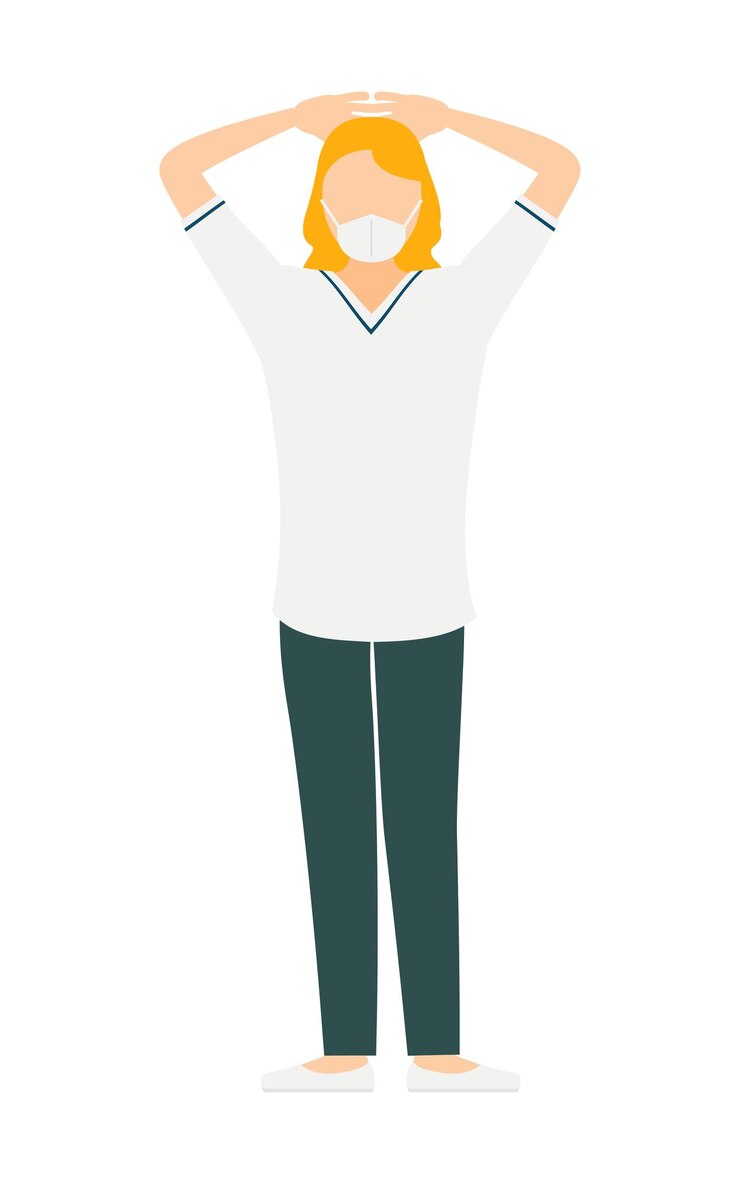 Vector ilustración simple de una enfermera rubia con las manos cruzadas detrás de la cabeza