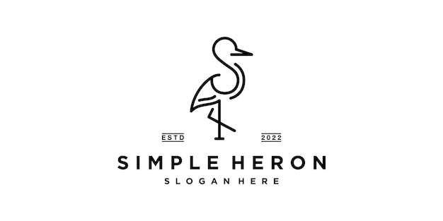 Ilustración Simple Heron Flamingo Cigüeña Pico de grúa con letra S Diseño de logotipo vectorial minimalista