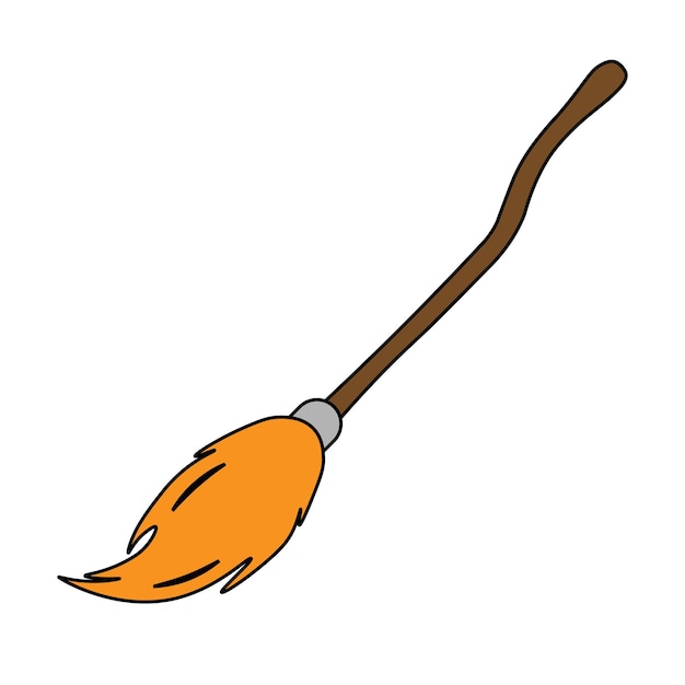Ilustración simple del icono de la escoba de brujas para el día de Halloween Estilo plano