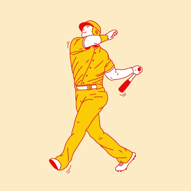 Vector ilustración simple de un jugador de béisbol 3