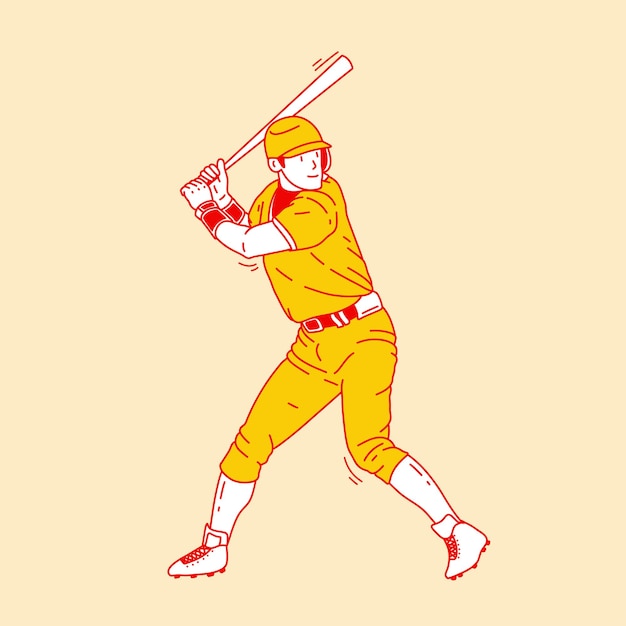 Vector ilustración simple de un jugador de béisbol 5