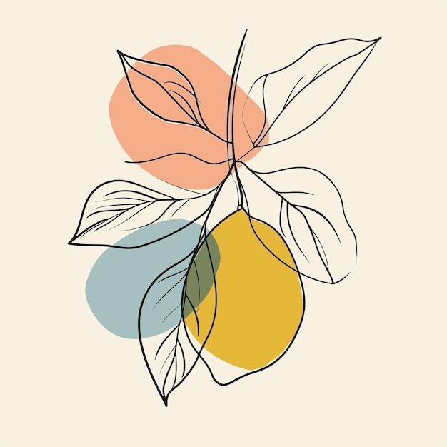 Ilustración simple de un limón en una rama de un árbol