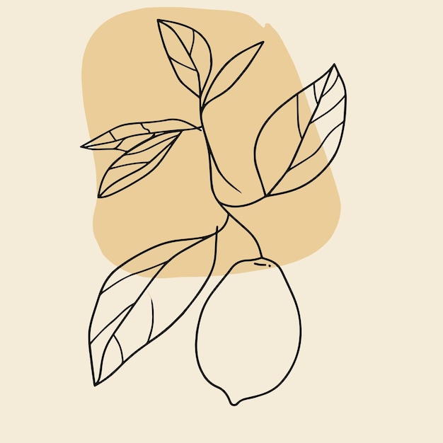 Ilustración simple de un limón en una rama de un árbol