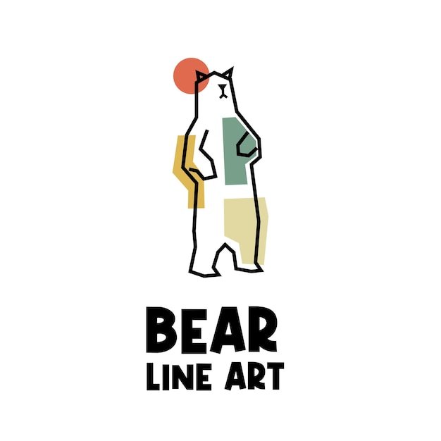 Ilustración simple logotipo línea arte oso polar