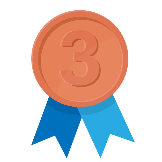 Ilustración simple de medalla de bronce con cintas para ganadores Estilo plano