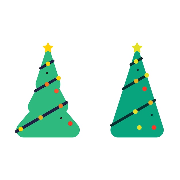 Ilustración simple de vector de árbol de Navidad decorado de Navidad