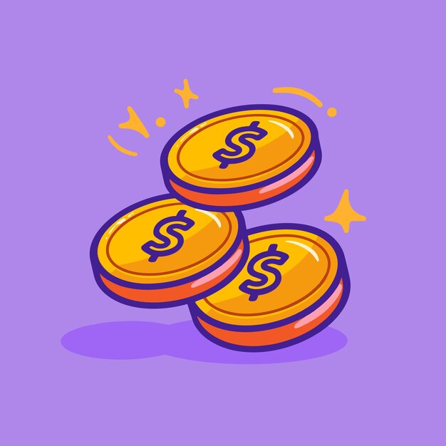 Ilustración simple del vector de la pila de monedas de oro