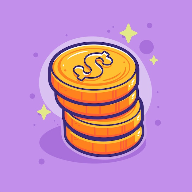 Ilustración simple del vector de la pila de monedas de oro