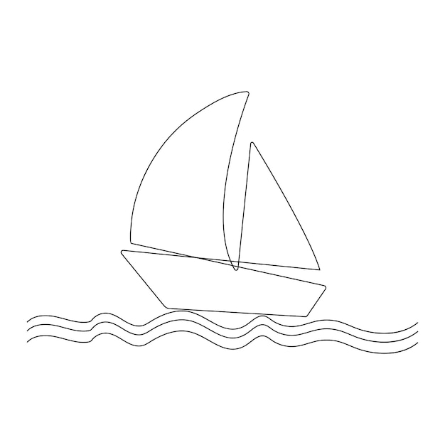 Una ilustración simple de un velero en el mar