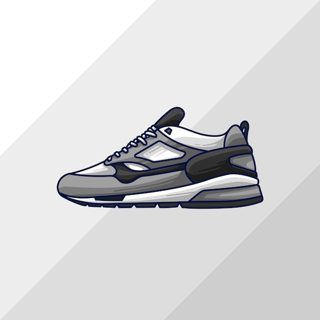 Ilustración simple de zapatillas blancas negras