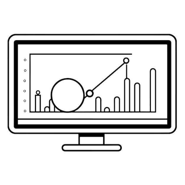 Ilustración simplificada de un gráfico analítico en formato vectorial ideal para proyectos de análisis de datos