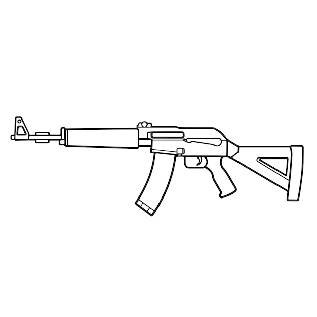 Vector ilustración simplificada del rifle ak en vector