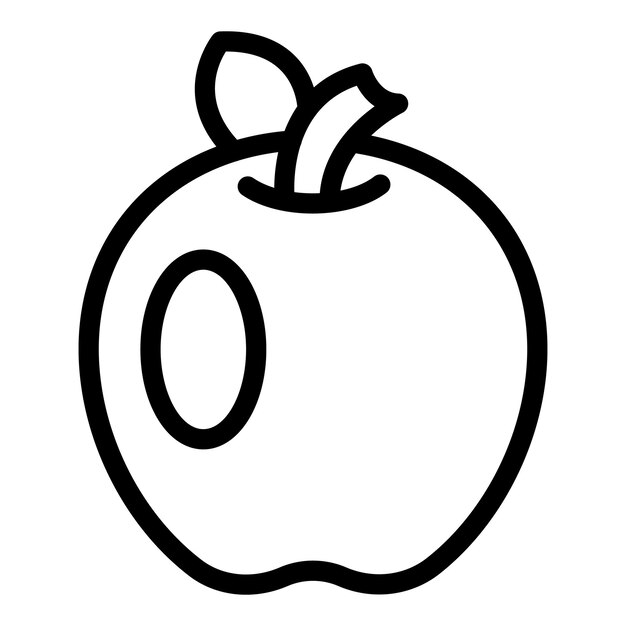 Ilustración simplista de manzana en blanco y negro