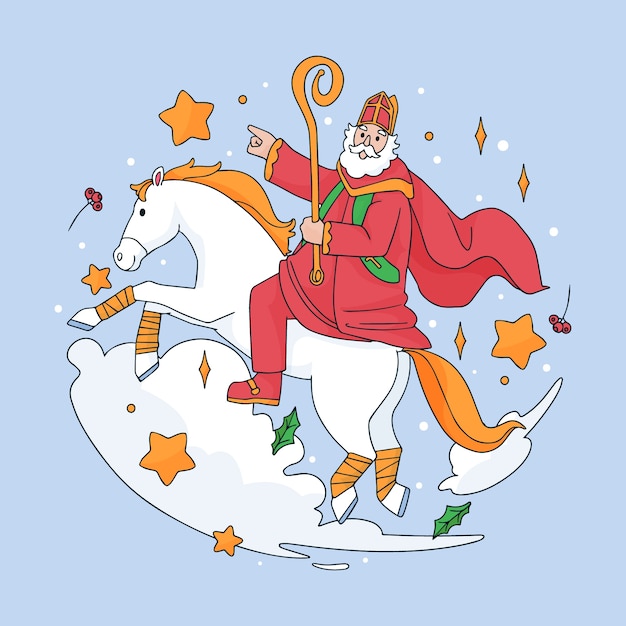 Vector ilustración de sinterklaas dibujado a mano