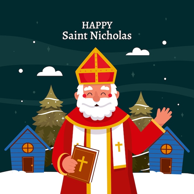 Vector ilustración de sinterklaas plano