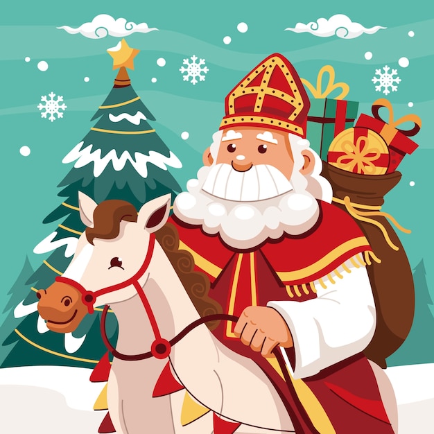Ilustración de sinterklaas plano