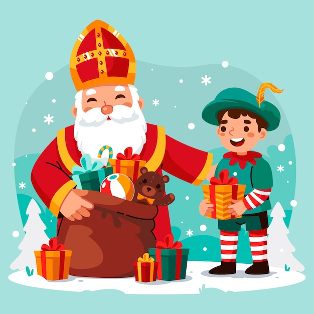 Ilustración de sinterklaas plano