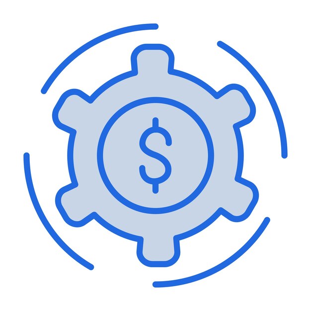 Ilustración del sistema de negocios en tono azul.