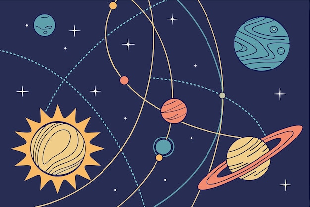 Ilustración del sistema solar Planetas en órbita alrededor del Sol