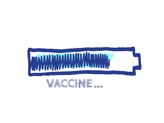 Ilustración del sitio web de la invención del remedio Barra de boceto con parte de relleno ajustable Elemento infográfico con 90 Indicador completo Pronto Vector Cargador dibujado a mano Barra de progreso de la vacuna Estatus