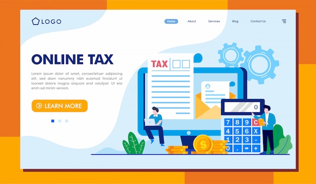 Ilustración de sitio web de página de aterrizaje de impuestos en línea